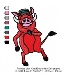Pumbaa Lion King Embroidery Design